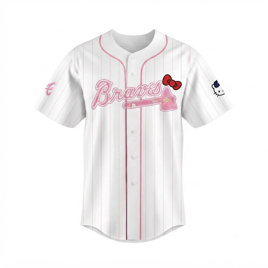 Custom Name -  Braves x Hello Kitty Day 2026 Baseball Jersey - All Size