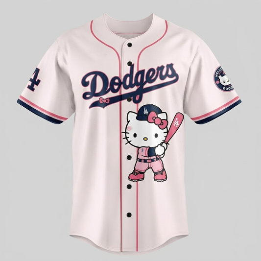 Custom Name - Dodgers x Hello Kitty Night 2026 Pink Clay Baseball Jersey - All Size