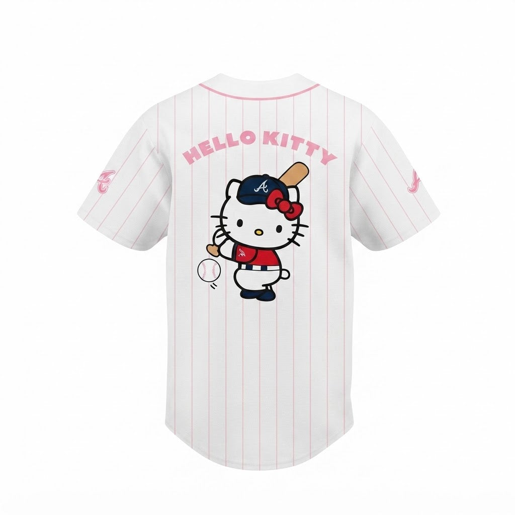 Custom Name -  Braves x Hello Kitty Day 2026 Baseball Jersey - All Size
