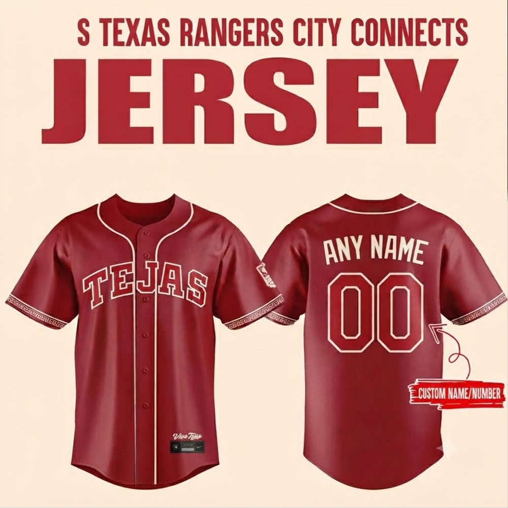 Custom Name - Rangers City Connect 2026 Tejas Baseball Jersey - All Size