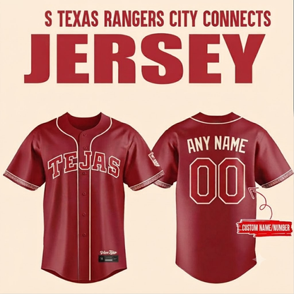 Custom Name - Rangers City Connect 2026 Tejas Baseball Jersey - All Size