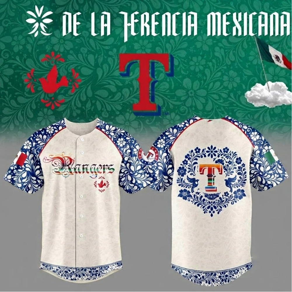 Custom Name - Rangers Mexican Heritage Night Baseball Jersey - All Size