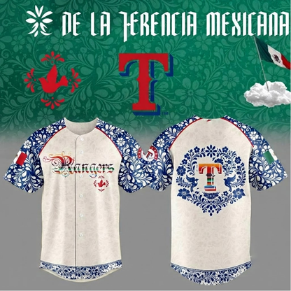 Custom Name - Rangers Mexican Heritage Night Baseball Jersey - All Size