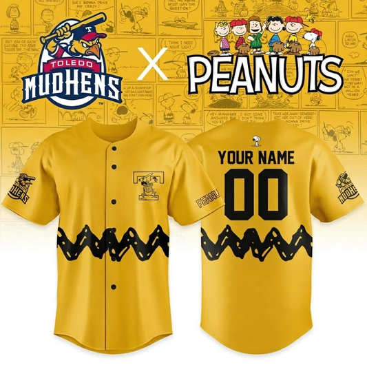 Custom Name - Mud Hens x Peanuts Night Game Baseball Jersey - All Size