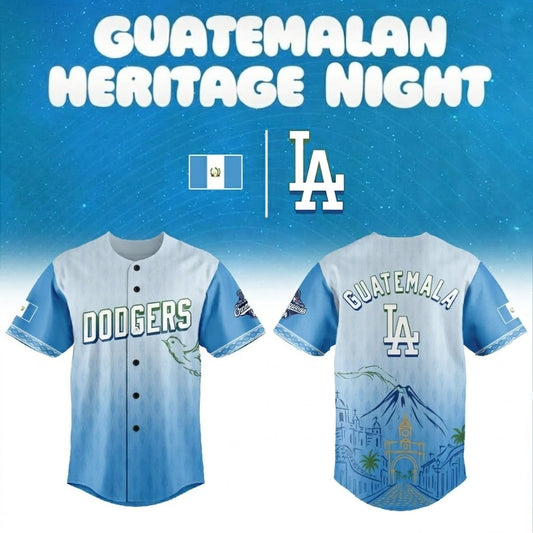 Custom Name - Dodgers 2026 Guatemalan Heritage Night Baseball Jersey - All Size