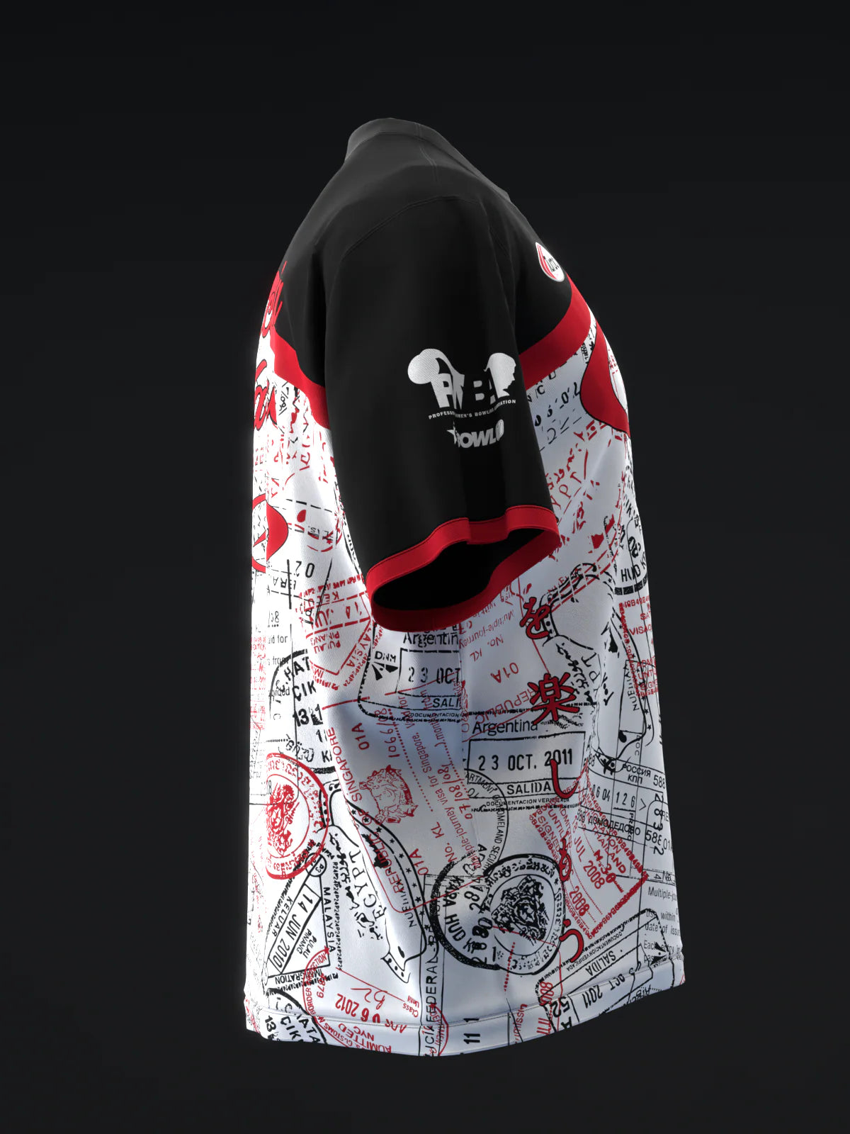 Custom Name - Victoria Varano Stamps Black White Red Bowling Jersey - All Size