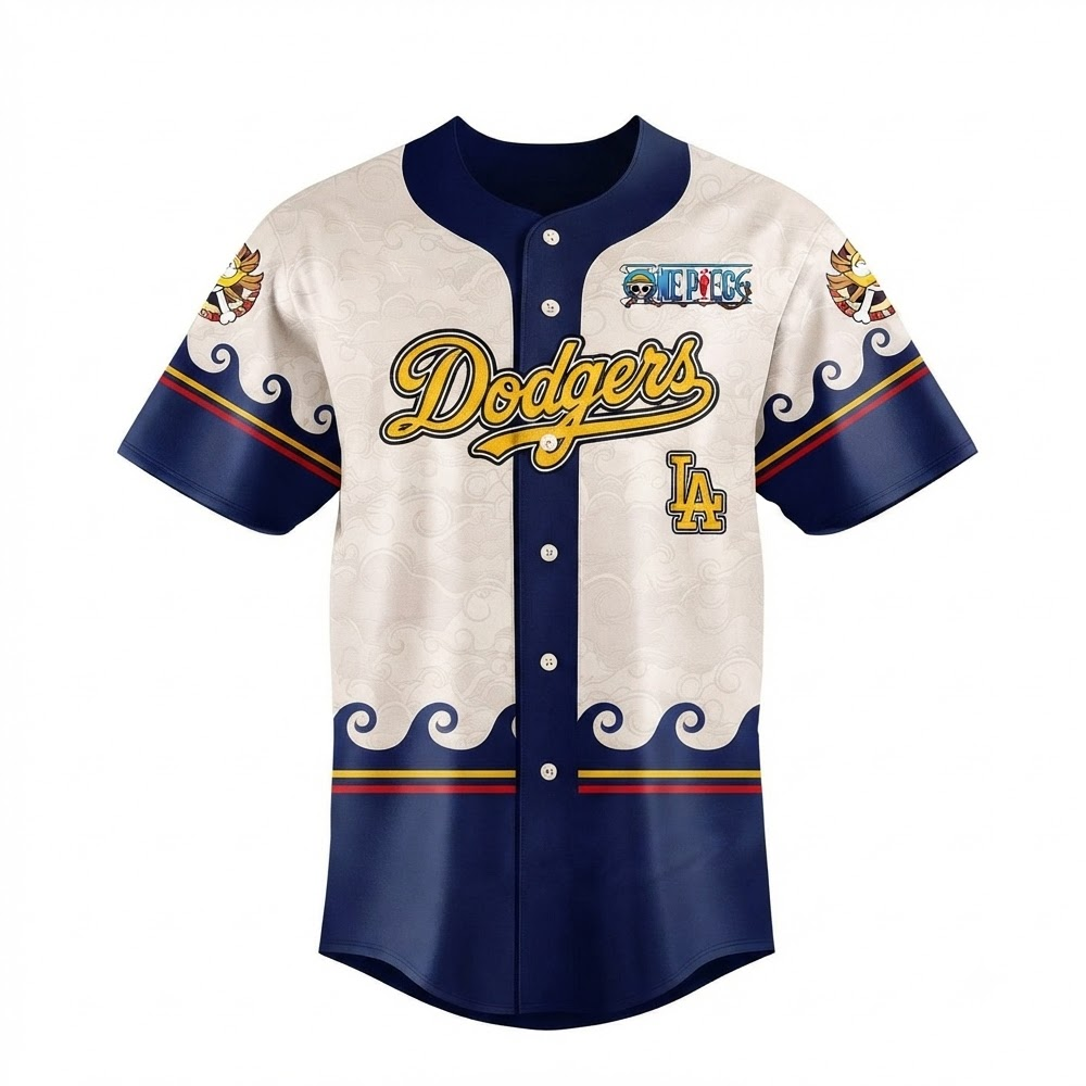 Custom Name - Dodgers x One Piece Night 2026 Straw Hat Crew Baseball Jersey - All Size