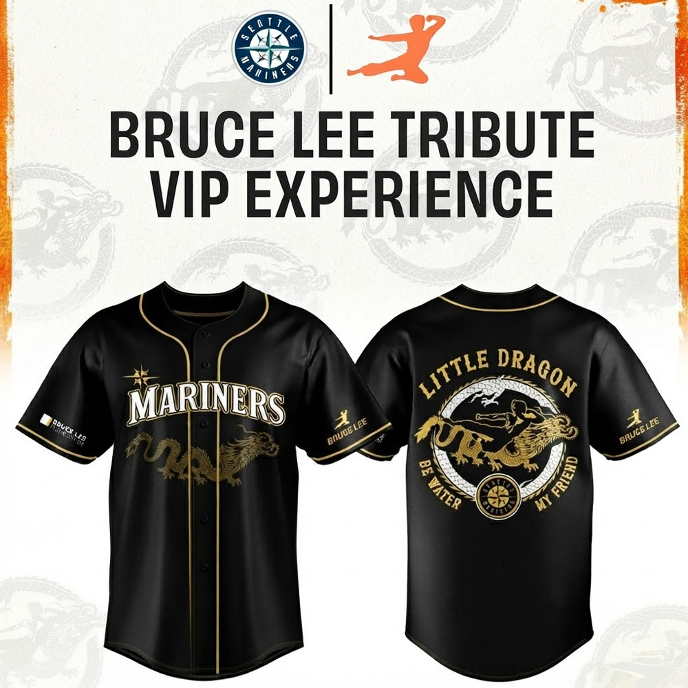 Custom Name - Mariners x Bruce Lee Foundation 2026 Little Dragon Baseball Jersey - All Size