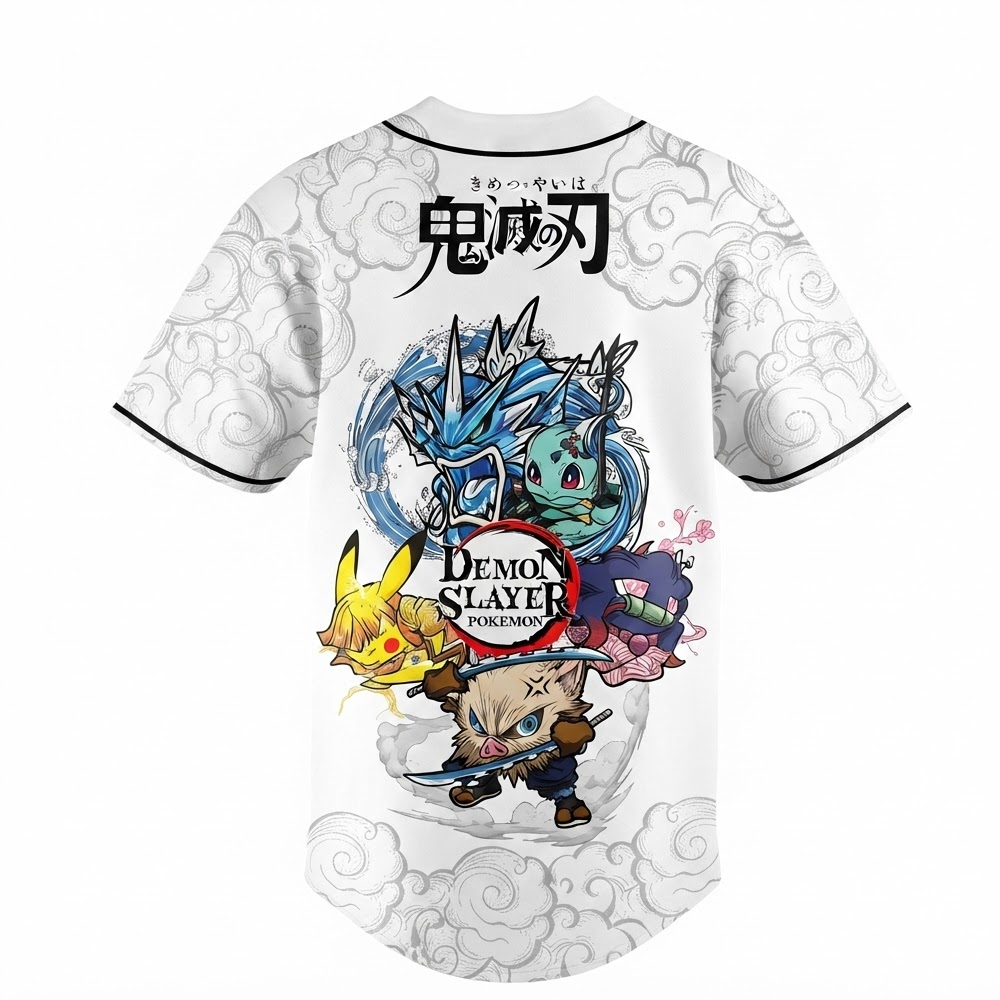 Custom Name - Cardinals x Demon Slayer ft. Pokemon Baseball Jersey - All Size