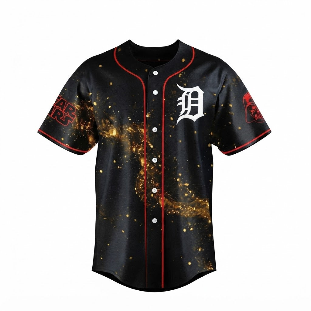 Custom Name - Tigers x Star War Night 2026 Golden Galaxy Baseball Jersey - All Size
