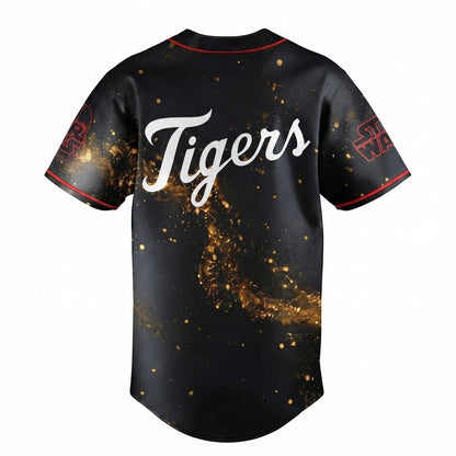 Custom Name - Tigers x Star War Night 2026 Golden Galaxy Baseball Jersey - All Size