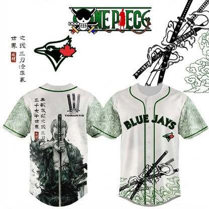 Custom Name - Blue Jays x Roronoa Zoro 2026 Baseball Jersey - All Size