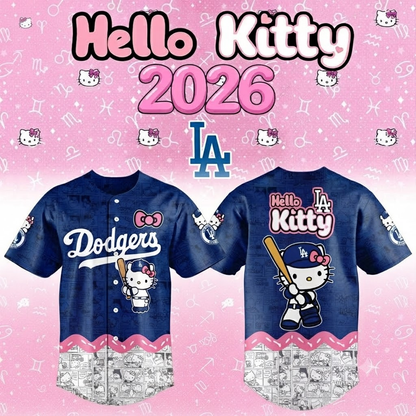 Custom Name - Dodgers x Hello Kitty Night Baseball Jersey - All Size