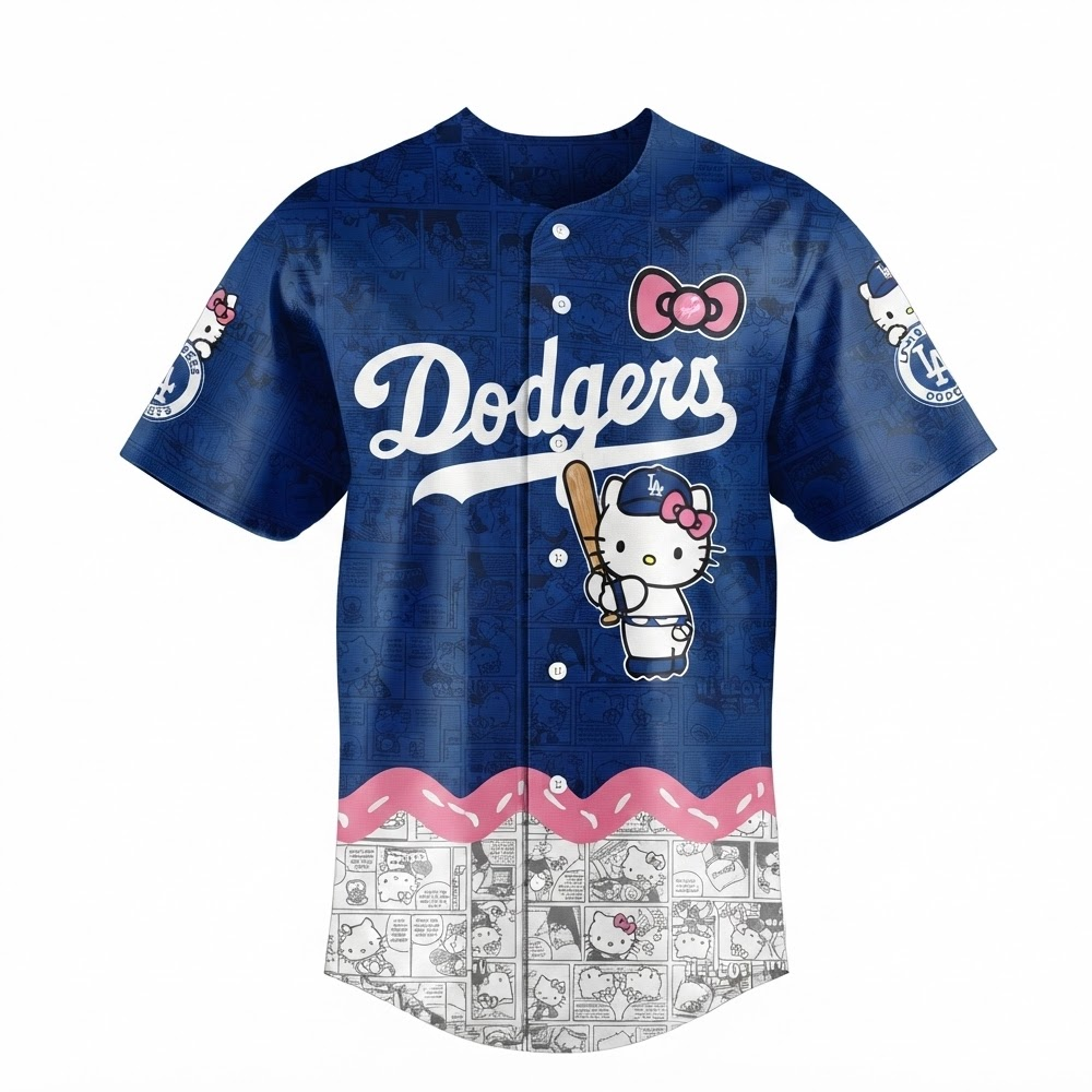 Custom Name - Dodgers x Hello Kitty Night Baseball Jersey - All Size