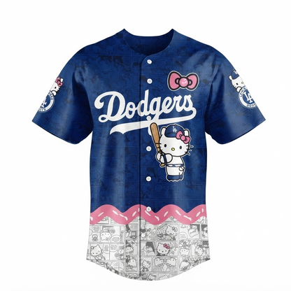 Custom Name - Dodgers x Hello Kitty Night Baseball Jersey - All Size