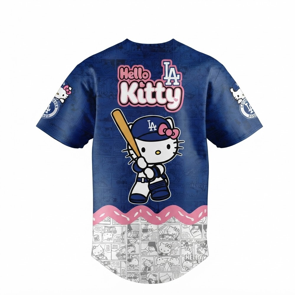 Custom Name - Dodgers x Hello Kitty Night Baseball Jersey - All Size