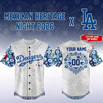 Custom Name - Dodgers x Mexico Heritage Night Baseball Jersey - All Size