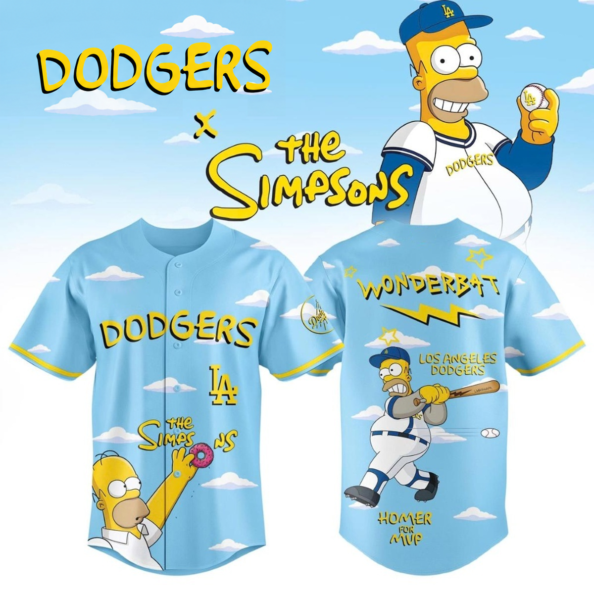Custom Name - Los Angeles Dodgers x The Simpsons Night 2026 Baseball Jersey - All Size