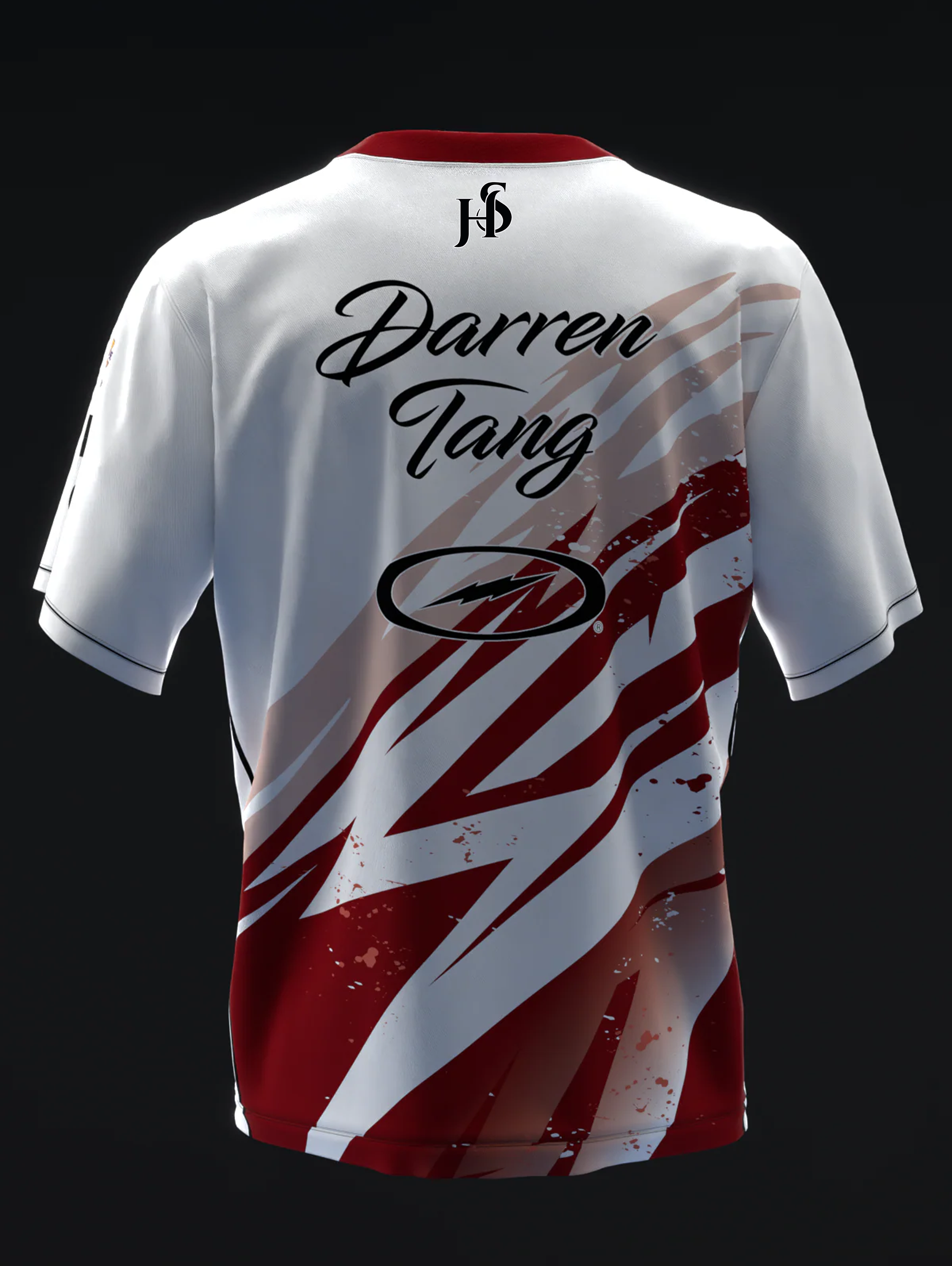 Custom Name - Darren Tang Lightning White Maroon Bowling Jersey - All Size