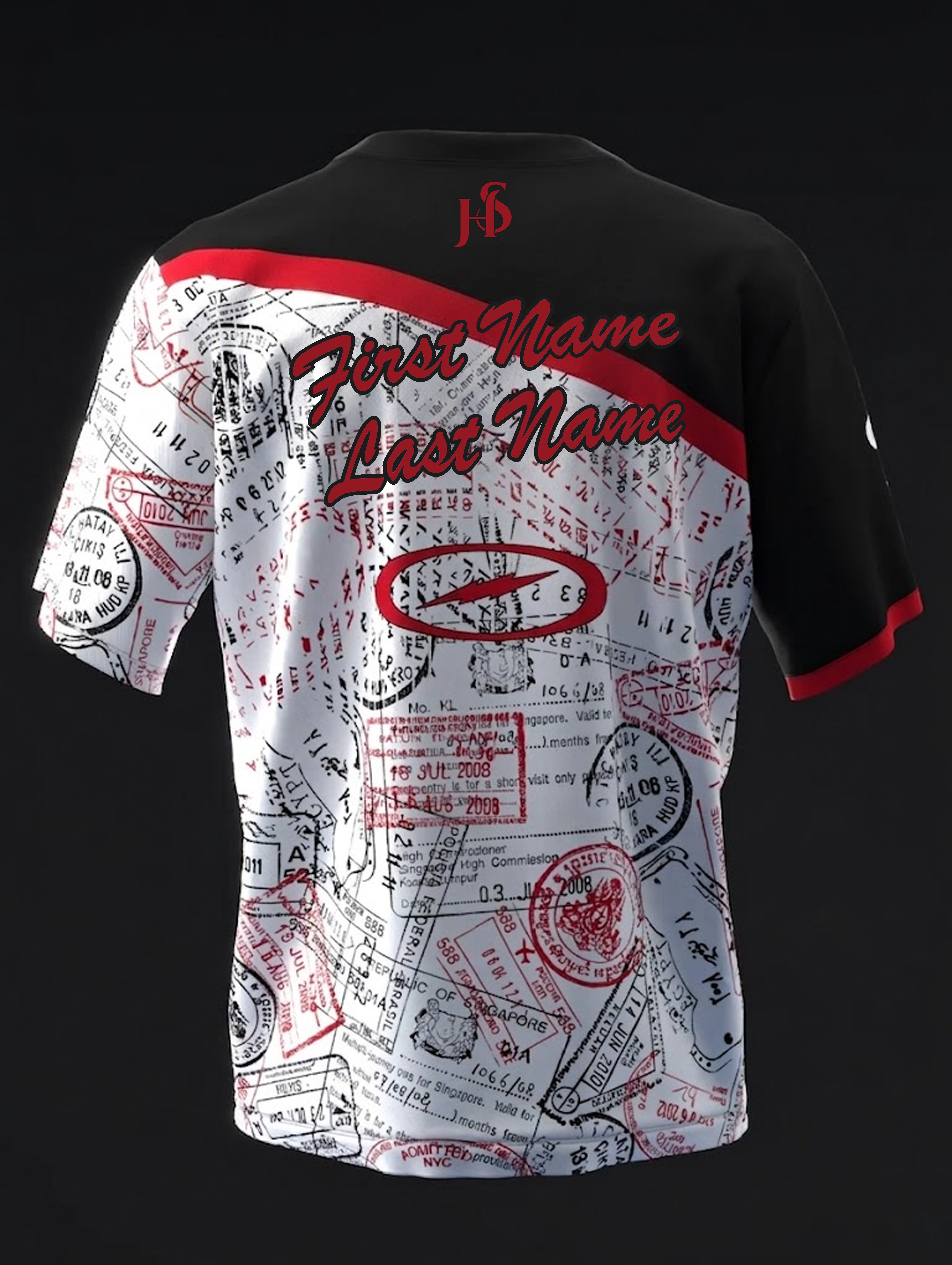 Custom Name - Victoria Varano Stamps Black White Red Bowling Jersey - All Size