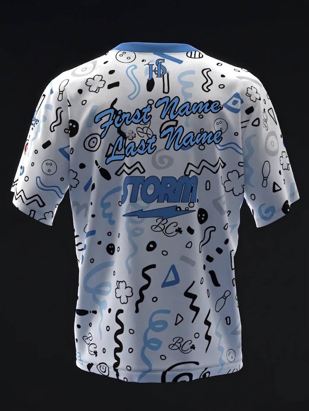 Custom Name - Bryanna Cote Collage BW Bowling Jersey - All Size