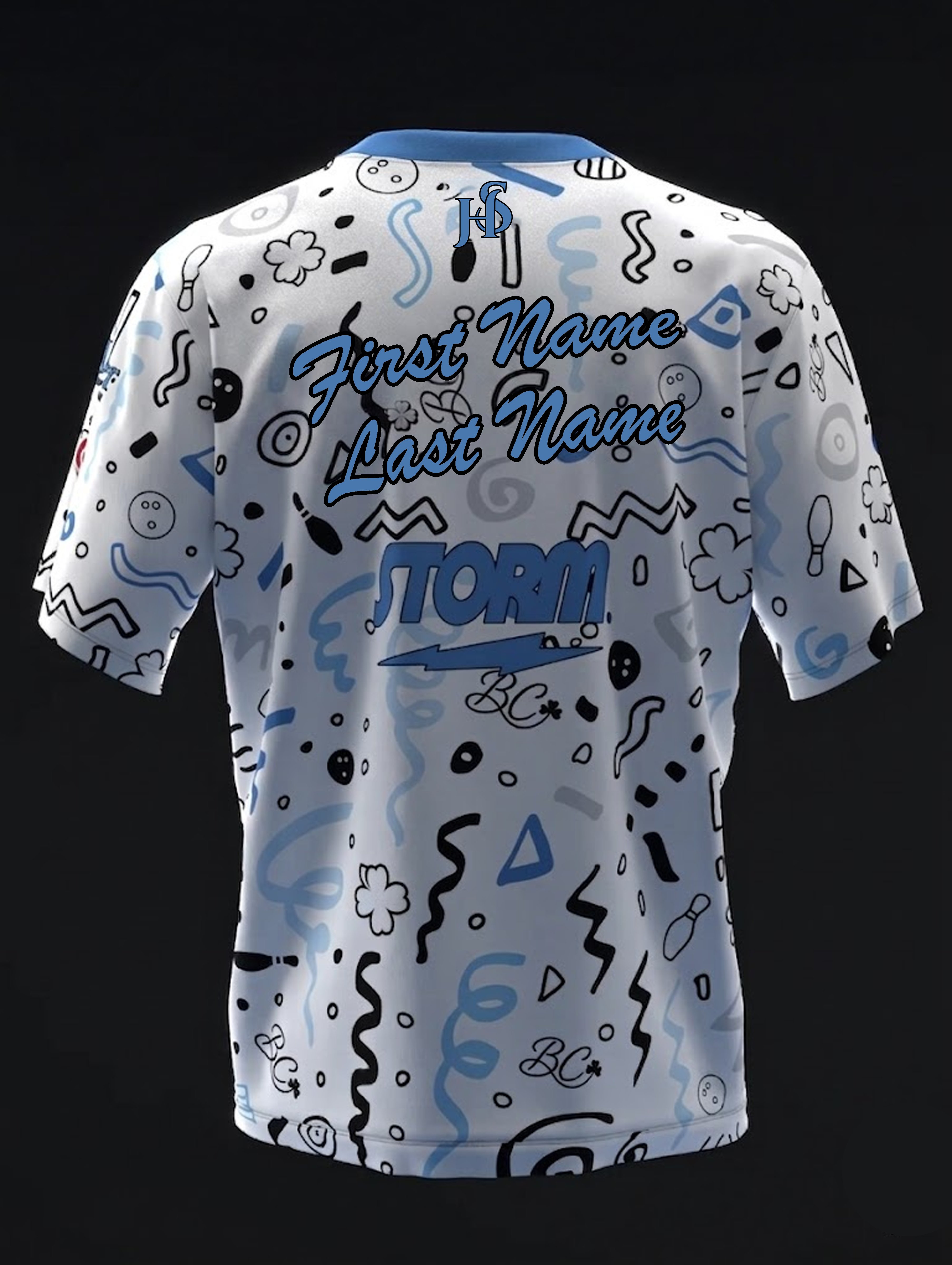 Custom Name - Bryanna Cote Collage BW Bowling Jersey - All Size