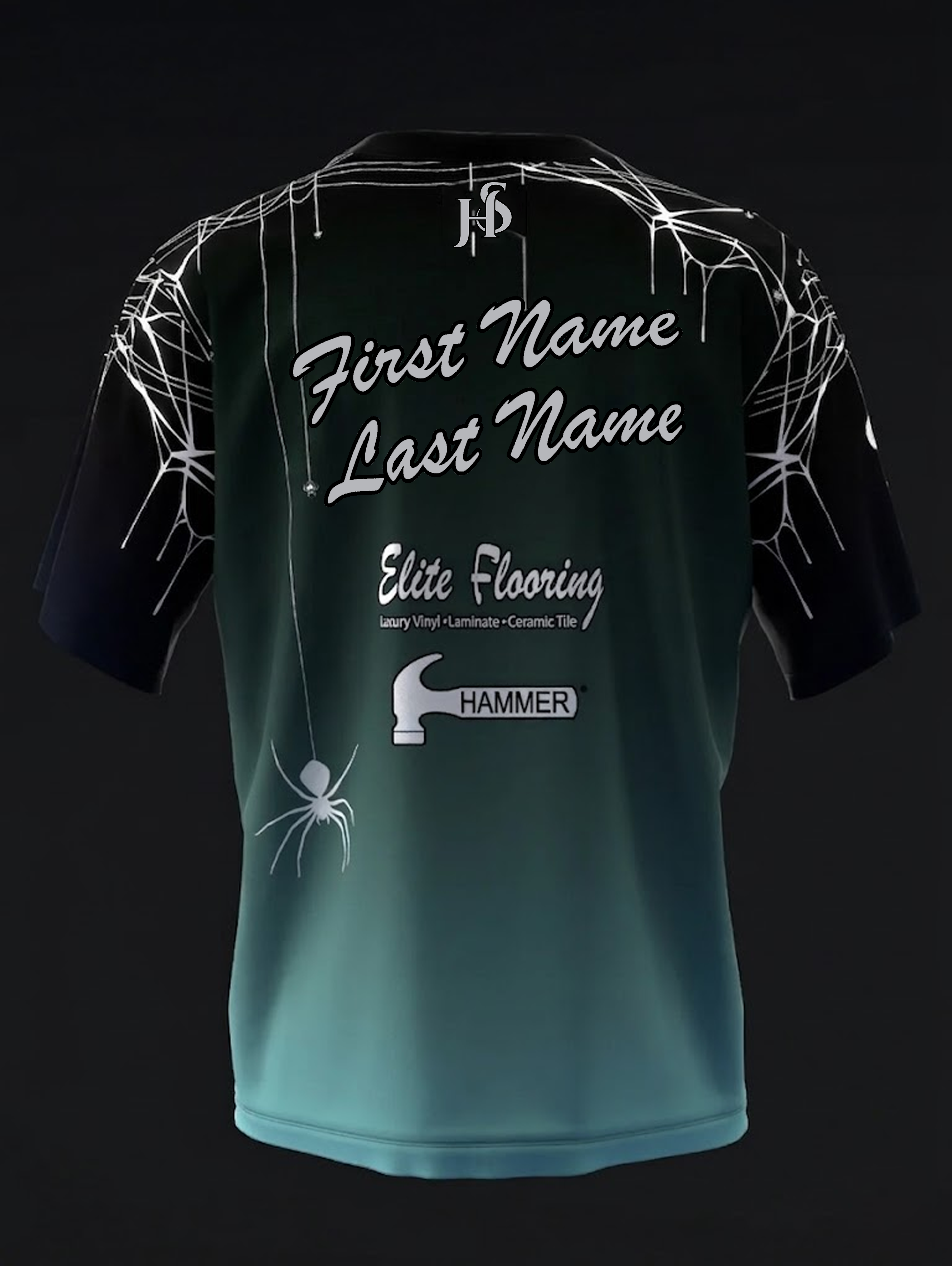 Custom Name - Mallory Clark Ombre Spiders Teal Bowling Jersey - All Size