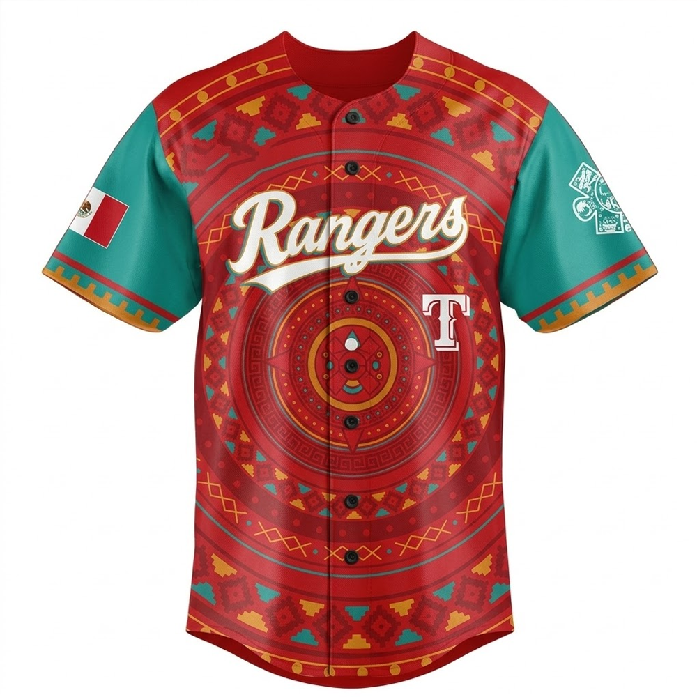 Custom Name - Rangers Celebration Mexican Heritage Night Baseball Jersey - All Size