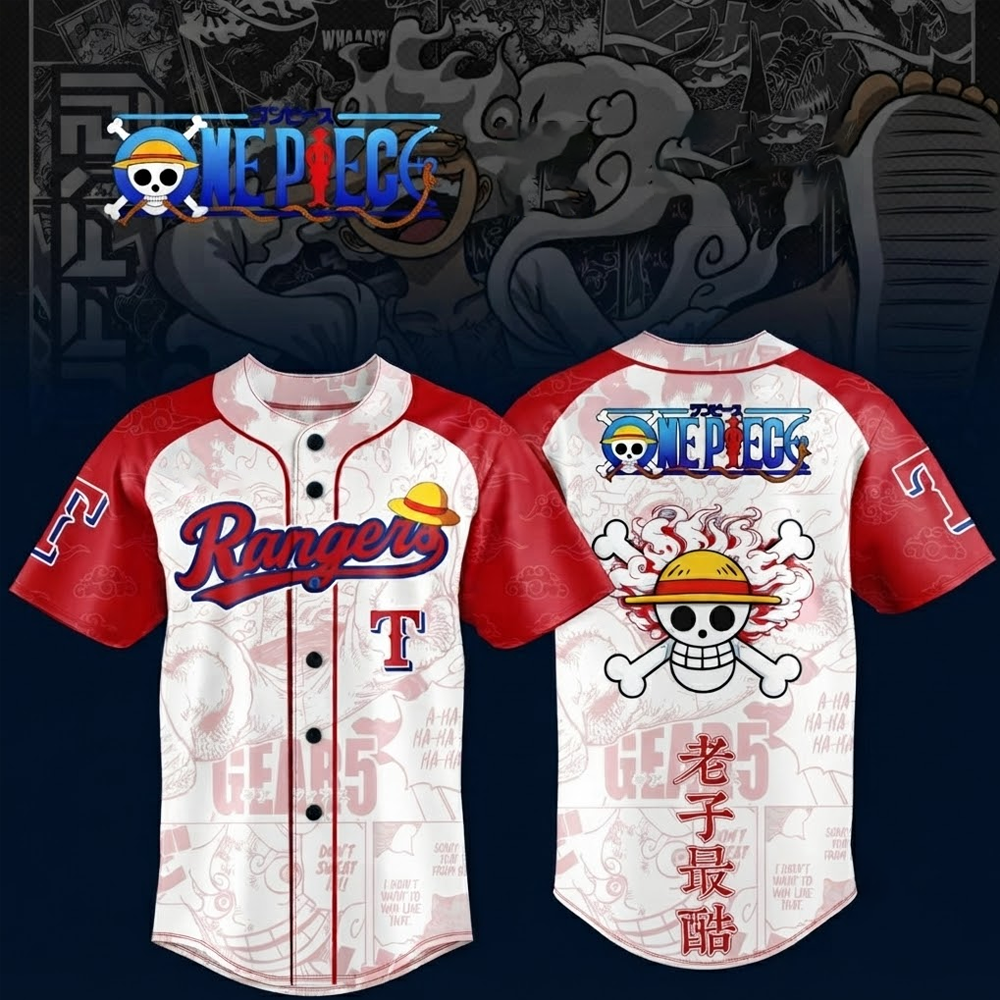 Custom Name - Rangers x One Piece 2026 Baseball Jersey - All Size