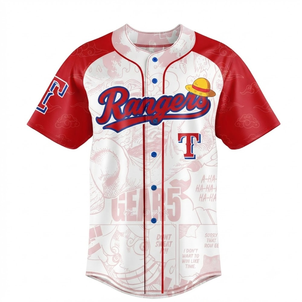 Custom Name - Rangers x One Piece 2026 Baseball Jersey - All Size