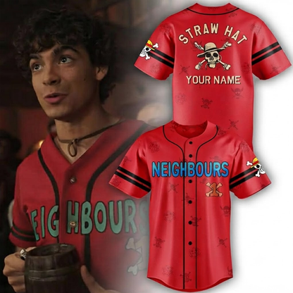 Custom Name - Piece Straw Hat Neighbors 2026 Baseball Jersey - All Size