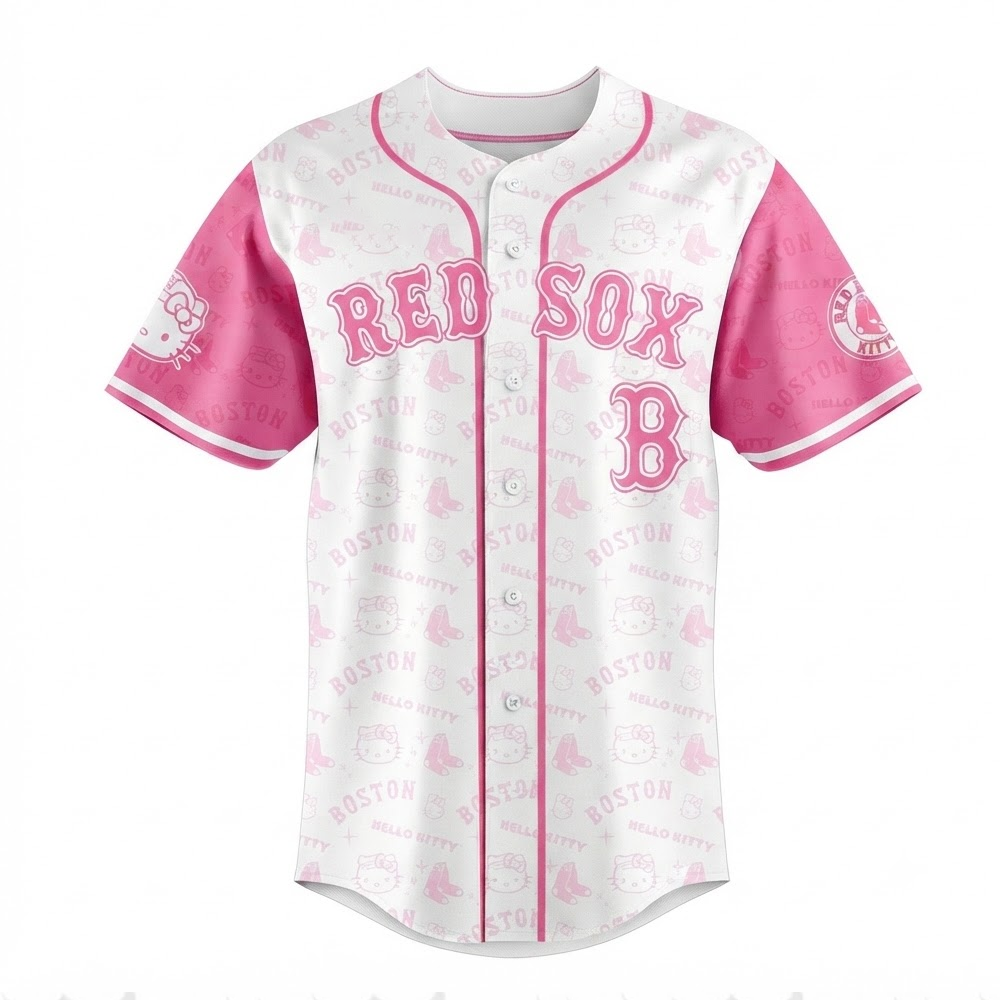 Custom Name - Red Sox x Hello Kitty Day 2026 Pink Baseball Jersey - All Size