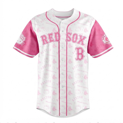 Custom Name - Red Sox x Hello Kitty Day 2026 Pink Baseball Jersey - All Size