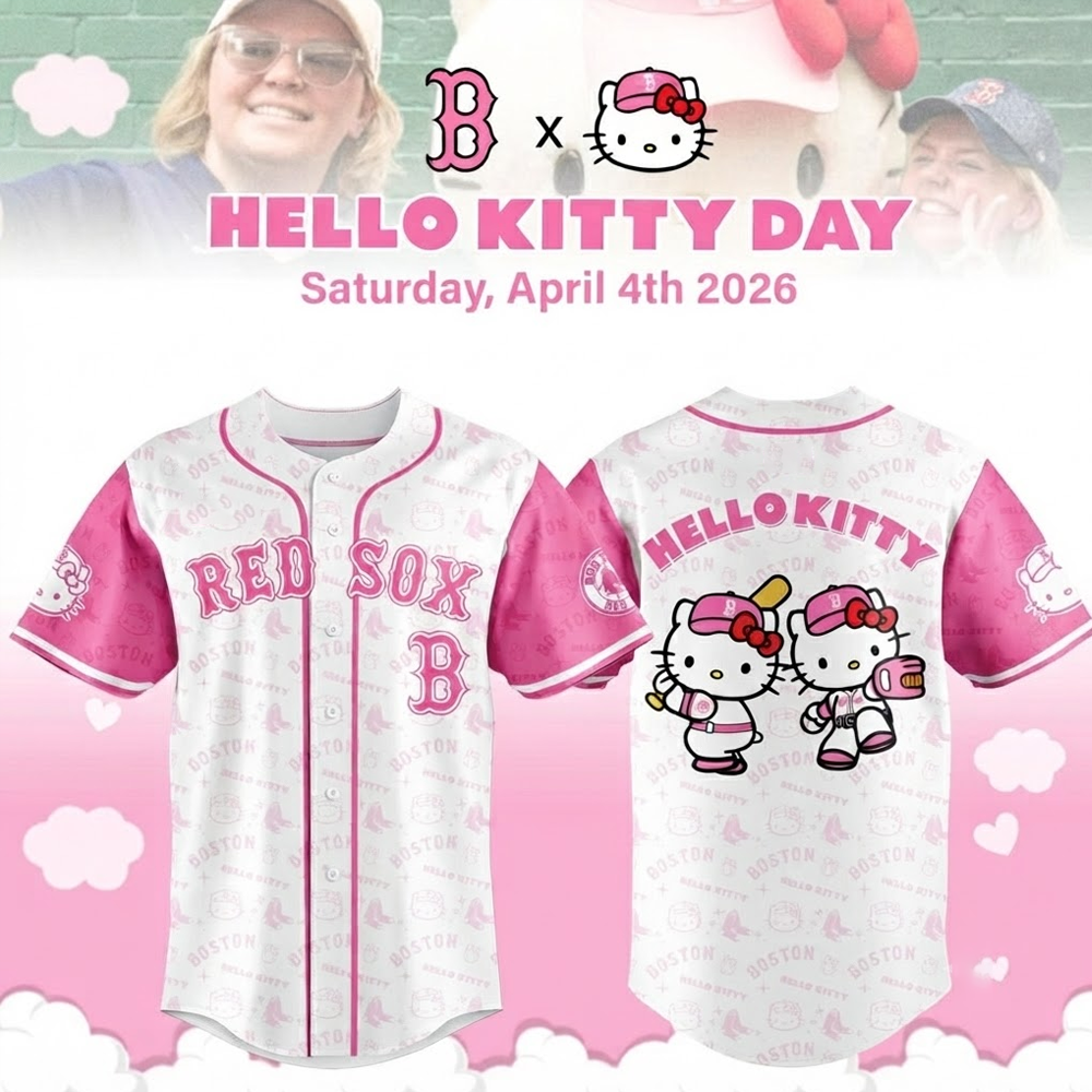 Custom Name - Red Sox x Hello Kitty Day 2026 Pink Baseball Jersey - All Size