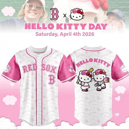 Custom Name - Red Sox x Hello Kitty Day 2026 Pink Baseball Jersey - All Size