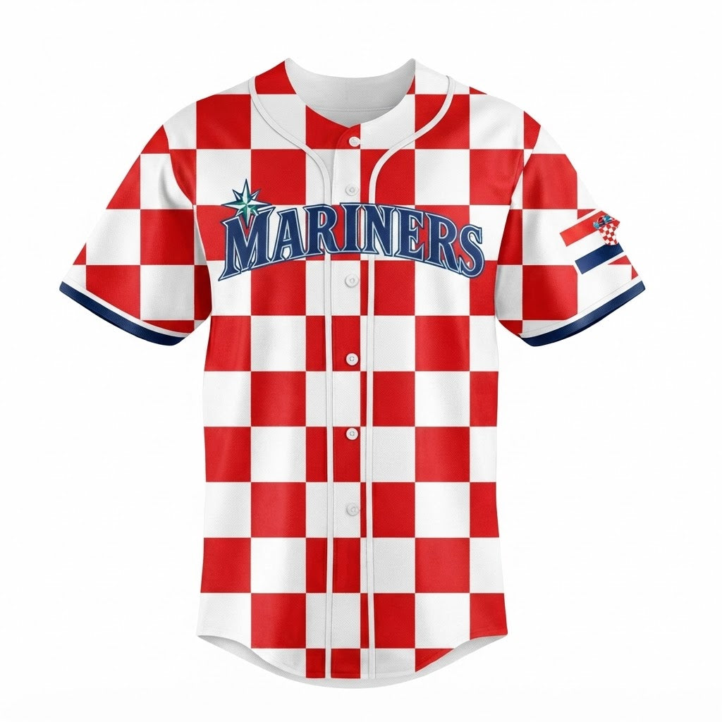 Custom Name - Mariners x Croatian Heritage Night Baseball Jersey - All Size