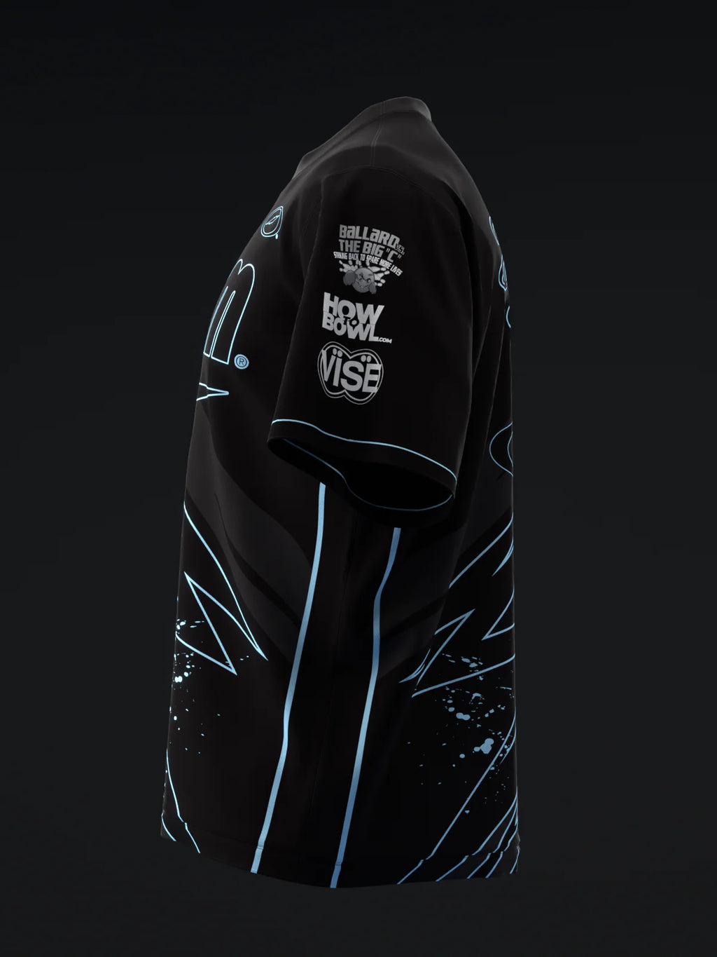 Custom Name - Darren Tang 2024 Blackout Black Neon Powder Blue Bowling Jersey - All Size