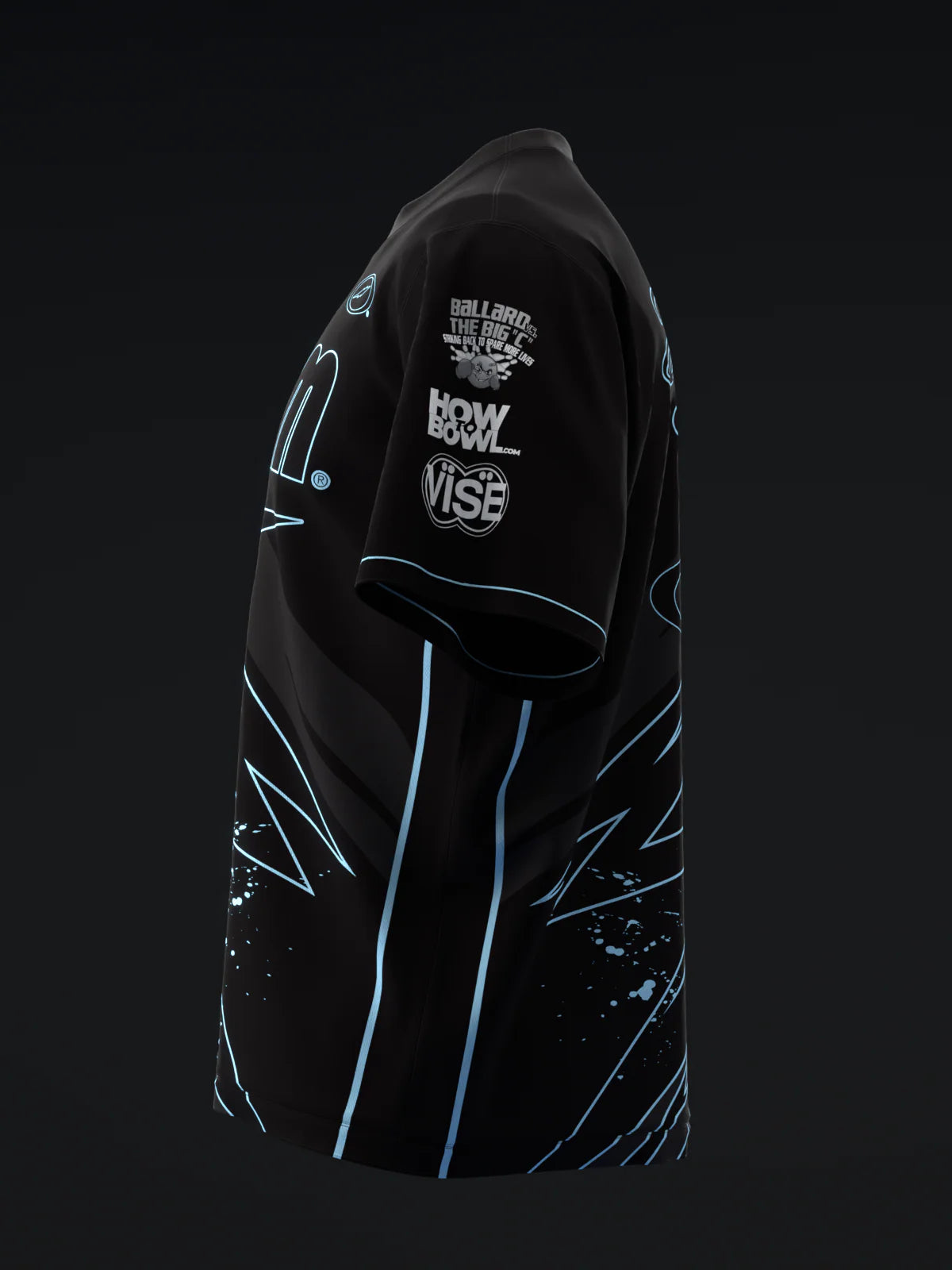 Custom Name - Darren Tang 2024 Blackout Black Neon Powder Blue Bowling Jersey - All Size