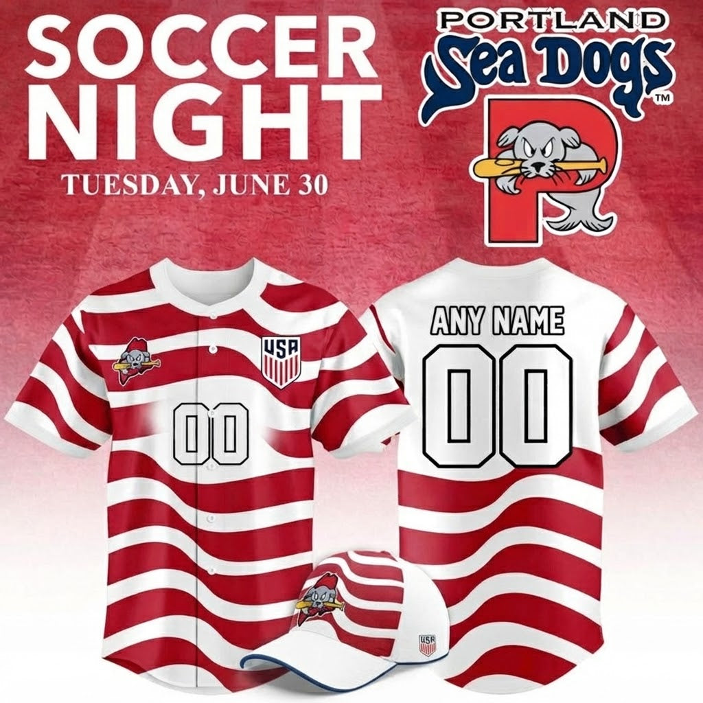 Custom Name - Sea Dogs x Team USA World Cup Baseball Jersey - All Size
