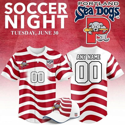Custom Name - Sea Dogs x Team USA World Cup Baseball Jersey - All Size