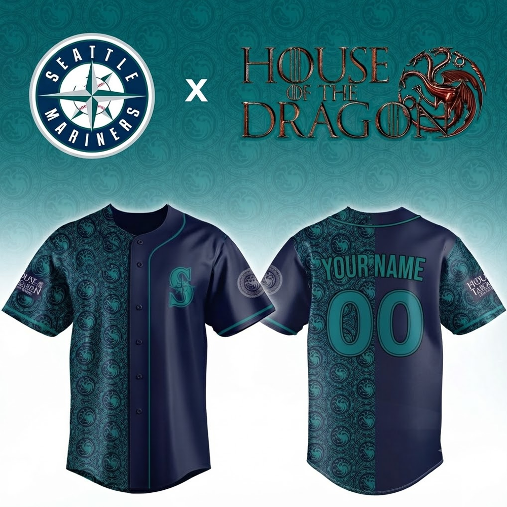 Custom Name - Mariners x House Of The Dragons Night Baseball Jersey - All Size