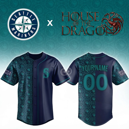 Custom Name - Mariners x House Of The Dragons Night Baseball Jersey - All Size