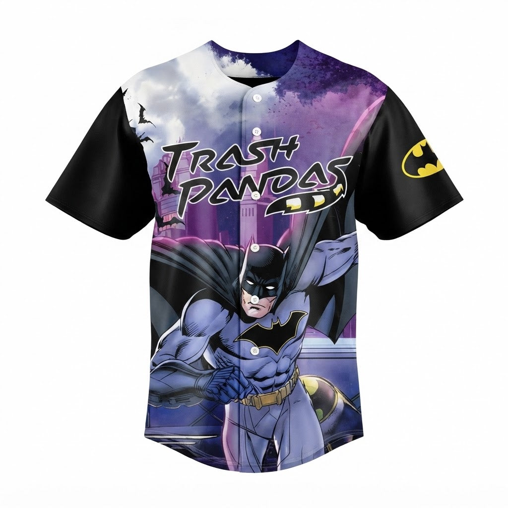 Custom Name - Trash Pandas x Batman Superhero Night Baseball Jersey - All Size
