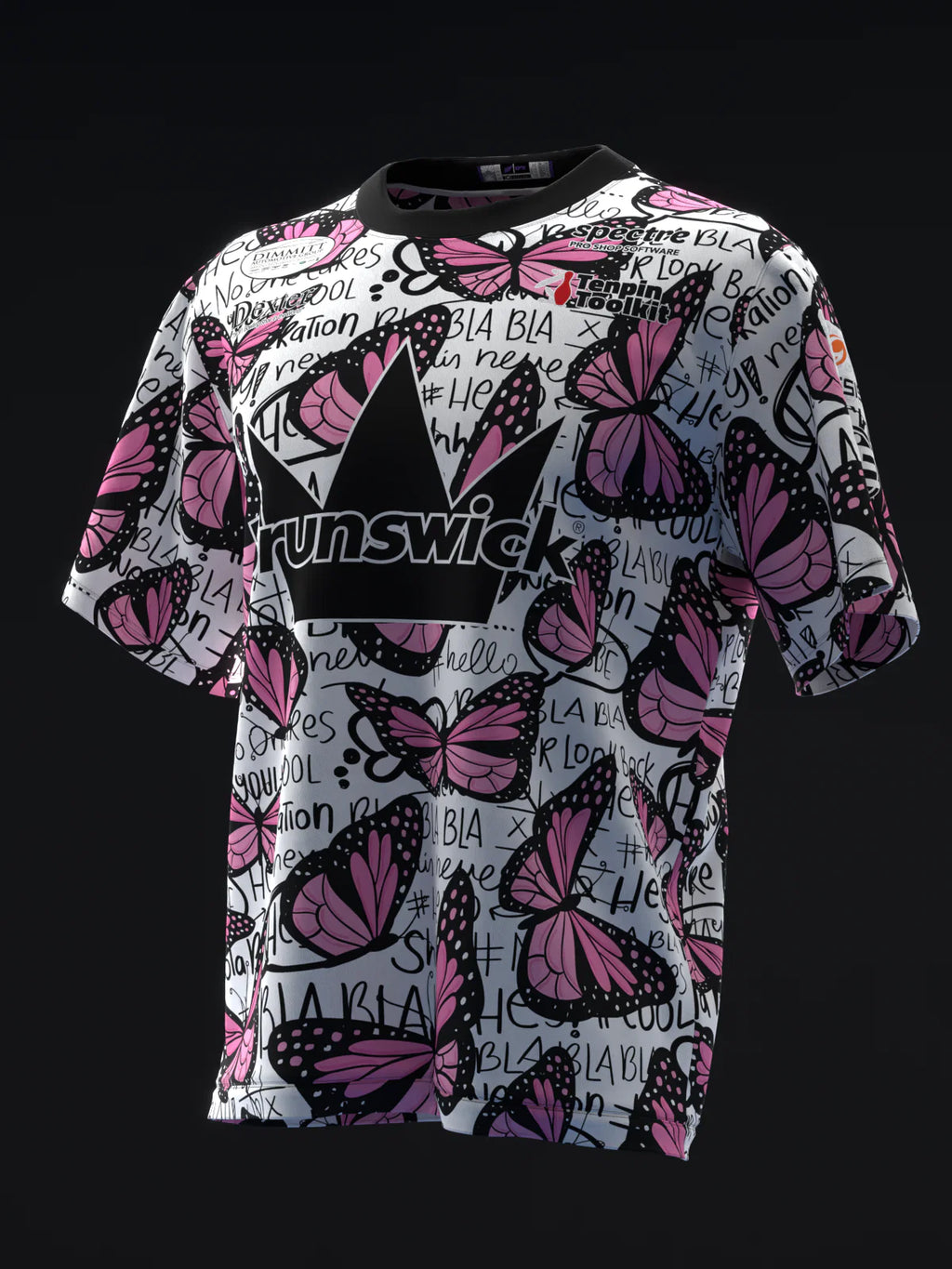 Custom Name - Ashly Galante Pink Butterflies Bowling Jersey - All Size