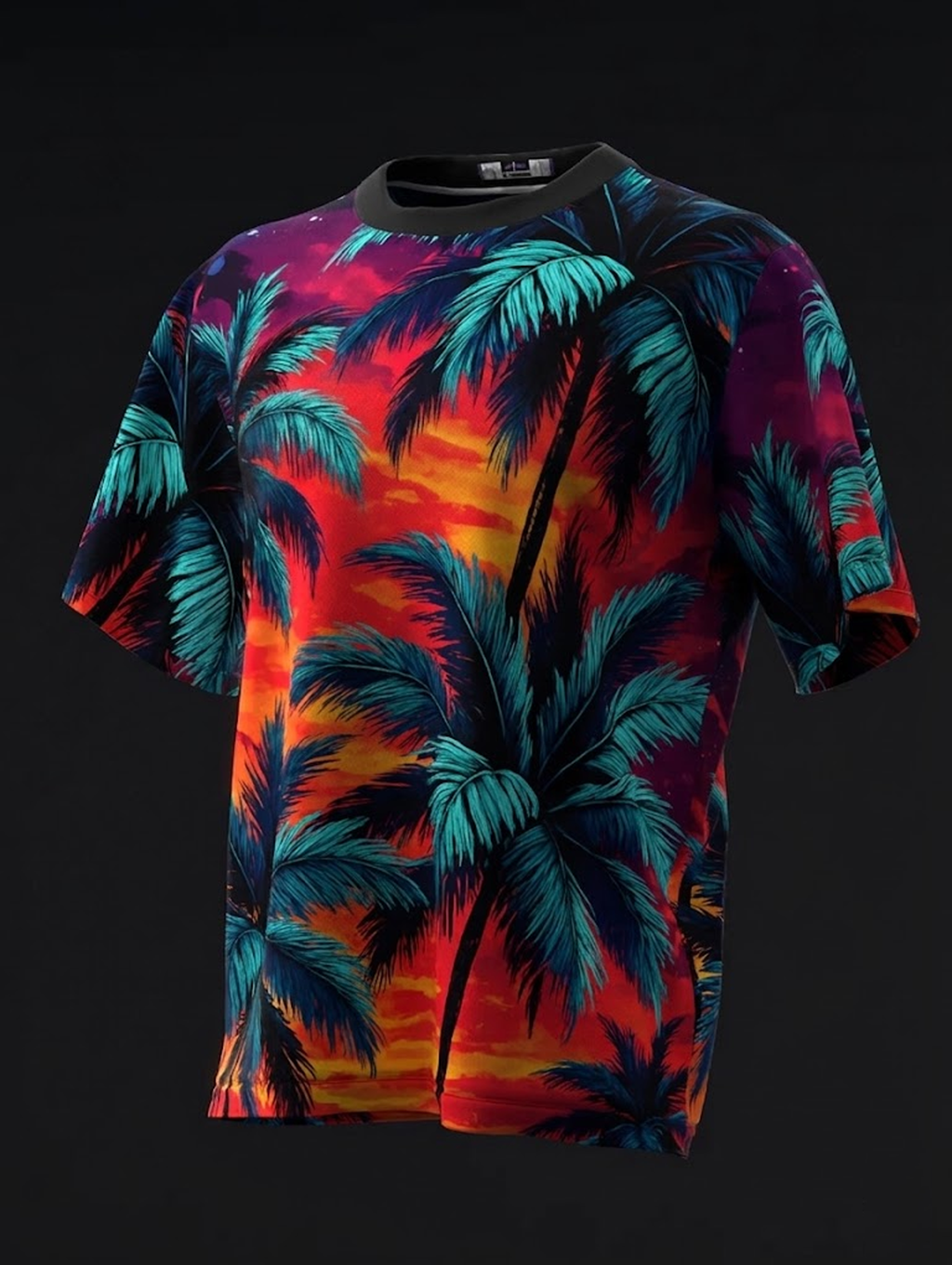Custom Name - Sunset Palms Vibrant Bowling Jersey - All Size