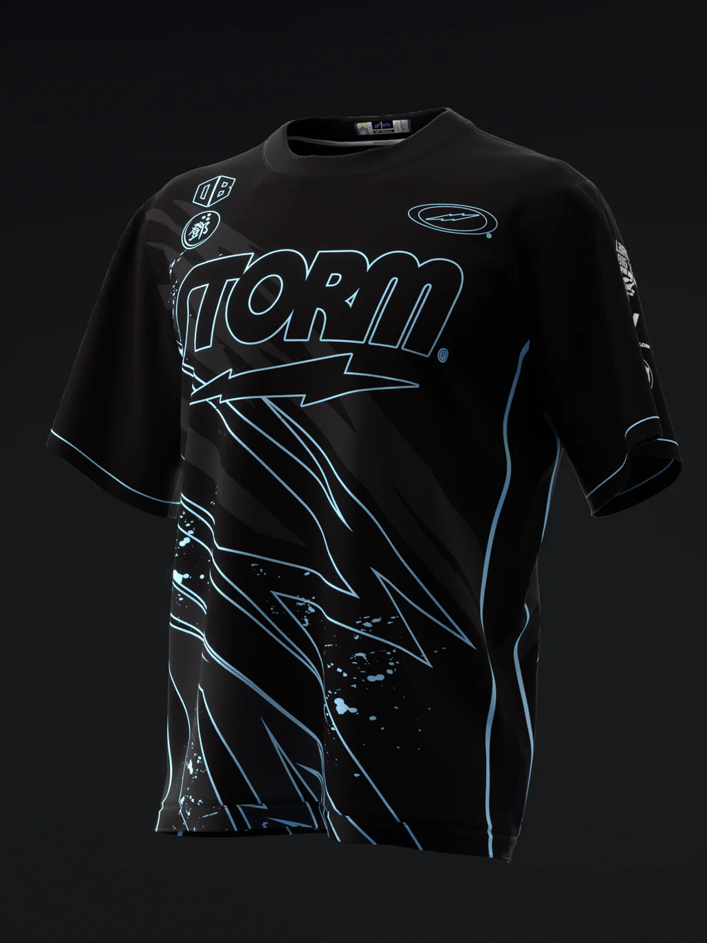 Custom Name - Darren Tang 2024 Blackout Black Neon Powder Blue Bowling Jersey - All Size
