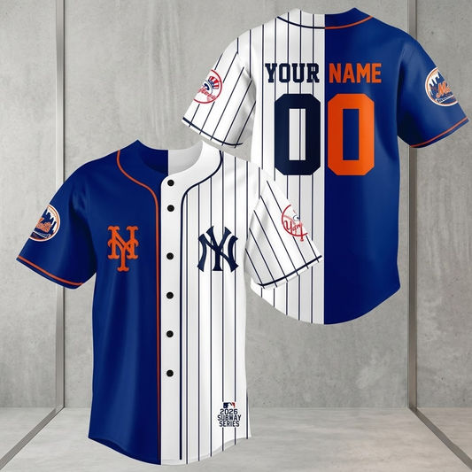 Custom Name - Yankees x Mets 2026 Subway Personalized Baseball Jersey - All Size