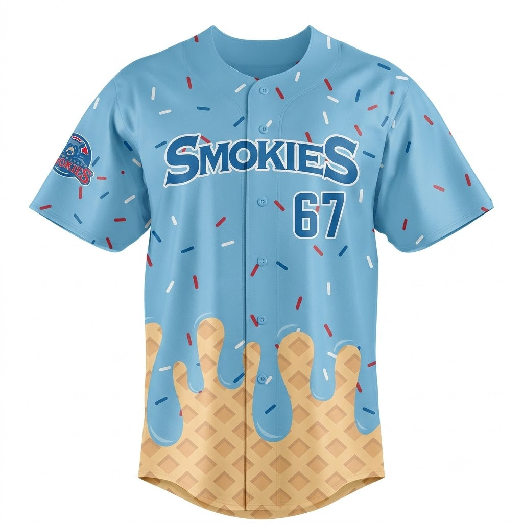 Custom Name - Knoxville Smokies x Summer Ice-Cream 2026 Baseball Jersey - All Size