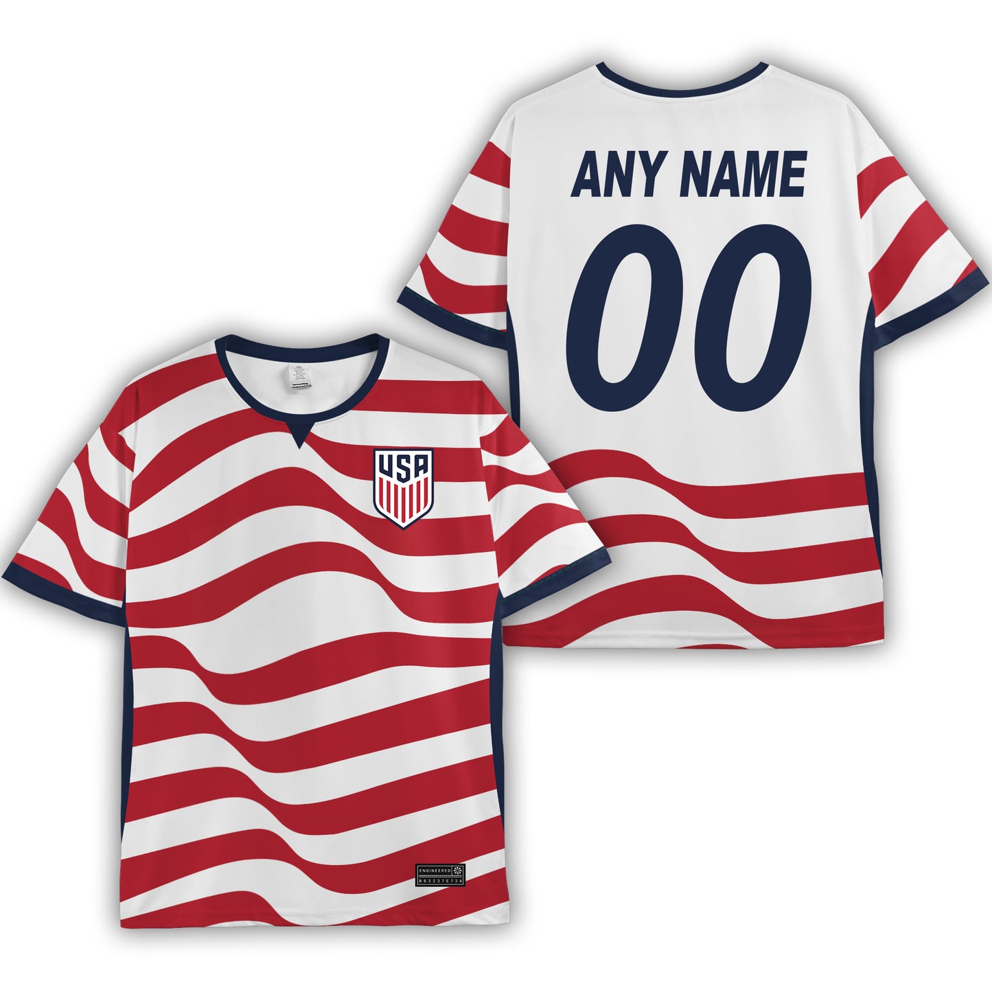 Custom Name - USA Soccer Jersey 2026 World Cup Home Kit Red White Stripes - All Size
